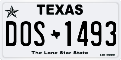 TX license plate DOS1493