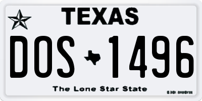 TX license plate DOS1496