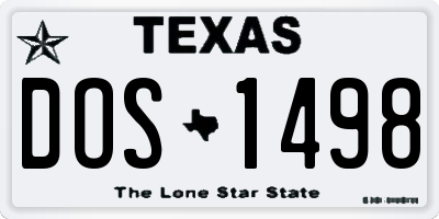 TX license plate DOS1498