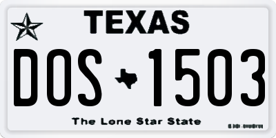 TX license plate DOS1503