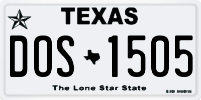 TX license plate DOS1505