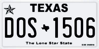 TX license plate DOS1506