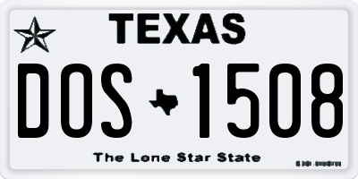 TX license plate DOS1508