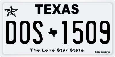 TX license plate DOS1509