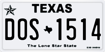 TX license plate DOS1514