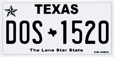 TX license plate DOS1520