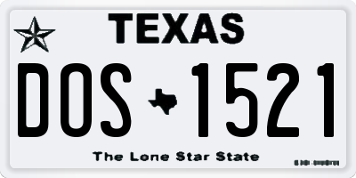 TX license plate DOS1521