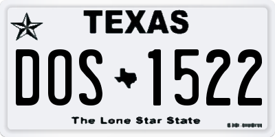 TX license plate DOS1522