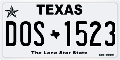 TX license plate DOS1523