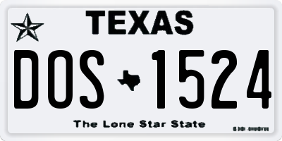 TX license plate DOS1524