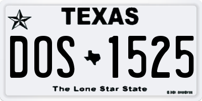 TX license plate DOS1525