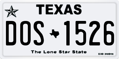 TX license plate DOS1526