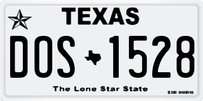 TX license plate DOS1528