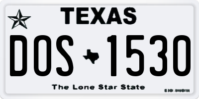 TX license plate DOS1530