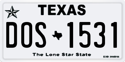 TX license plate DOS1531