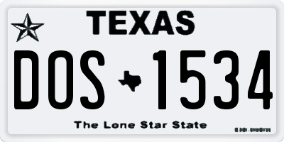 TX license plate DOS1534