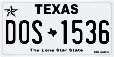 TX license plate DOS1536