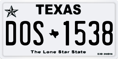 TX license plate DOS1538
