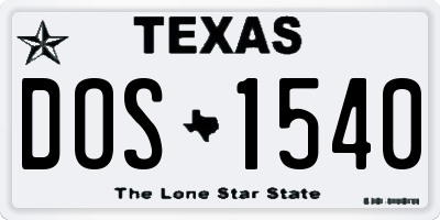 TX license plate DOS1540