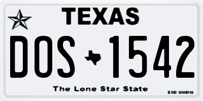 TX license plate DOS1542