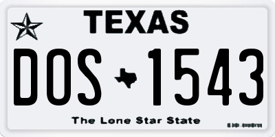 TX license plate DOS1543