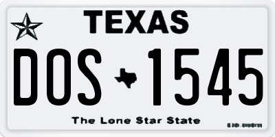TX license plate DOS1545