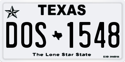 TX license plate DOS1548