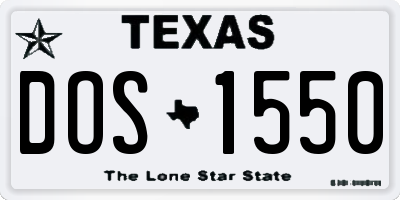 TX license plate DOS1550