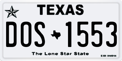 TX license plate DOS1553