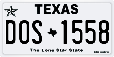 TX license plate DOS1558