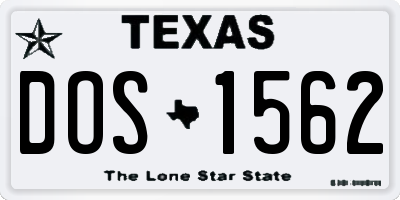 TX license plate DOS1562