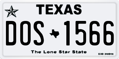 TX license plate DOS1566