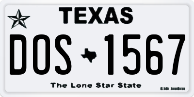 TX license plate DOS1567
