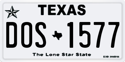 TX license plate DOS1577
