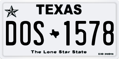 TX license plate DOS1578