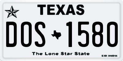 TX license plate DOS1580