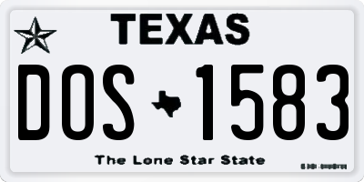 TX license plate DOS1583