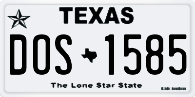 TX license plate DOS1585
