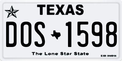 TX license plate DOS1598