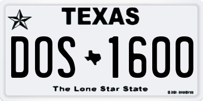 TX license plate DOS1600