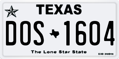 TX license plate DOS1604