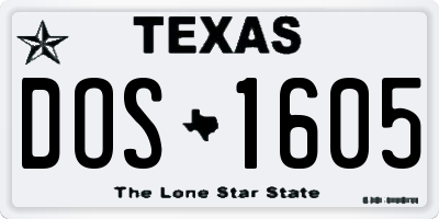 TX license plate DOS1605