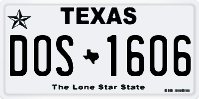 TX license plate DOS1606