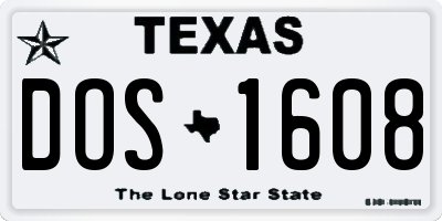TX license plate DOS1608