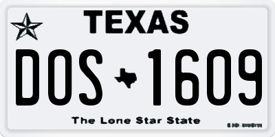 TX license plate DOS1609