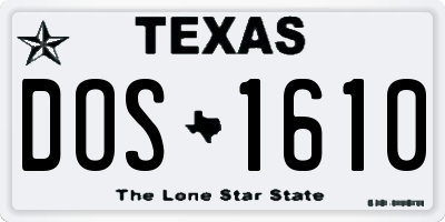 TX license plate DOS1610