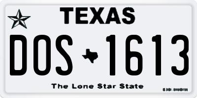 TX license plate DOS1613