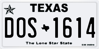 TX license plate DOS1614