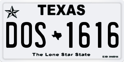 TX license plate DOS1616