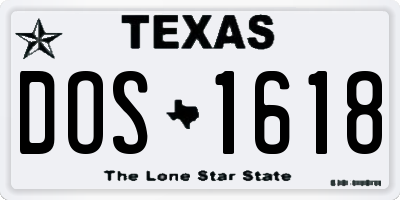 TX license plate DOS1618